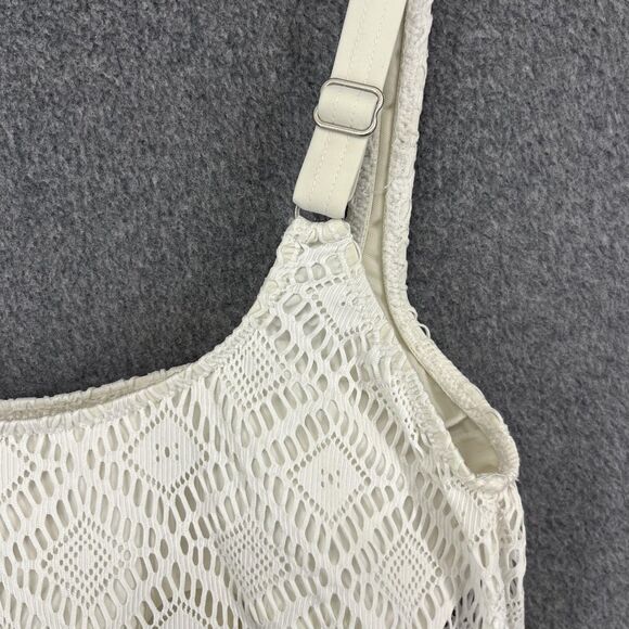 Profile by Gottex Tankini Top Womens 32D White Crochet Fringe Swimsuit 626-1D37 - Picture 13 of 15